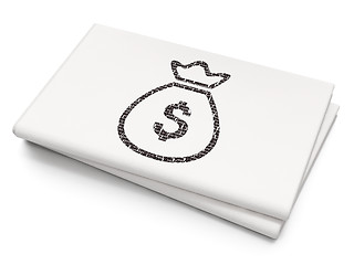 Image showing Money concept: Money Bag on Blank Newspaper background