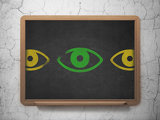 Image showing Safety concept: eye icon on School Board background