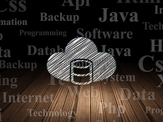 Image showing Programming concept: Database With Cloud in grunge dark room