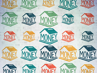 Image showing Currency concept: Money Box icons on Digital Paper background