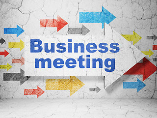 Image showing Business concept: arrow with Business Meeting on grunge wall background