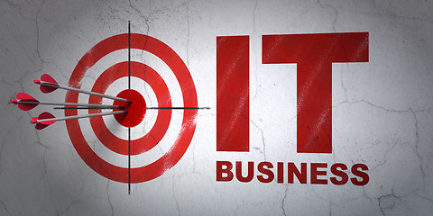 Image showing Finance concept: target and IT Business on wall background