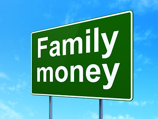 Image showing Money concept: Family Money on road sign background