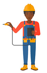 Image showing Electrician with electrical equipment.