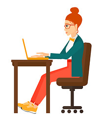 Image showing Woman working at laptop.