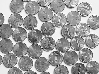 Image showing Black and white Dollar coins 1 cent