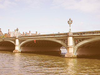 Image showing Retro looking Westminster Bridge in London