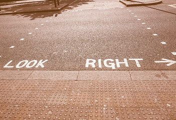 Image showing  Look Right sign vintage