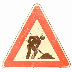 Image showing  Roadworks sign vintage