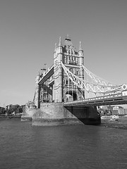 Image showing Black and white Tower Bridge in London