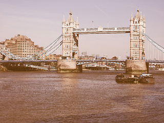 Image showing Retro looking Tower Bridge in London