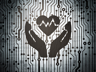 Image showing Insurance concept: circuit board with Heart And Palm