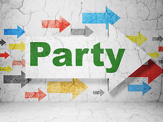 Image showing Entertainment, concept: arrow with Party on grunge wall background