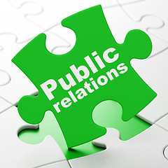 Image showing Advertising concept: Public Relations on puzzle background