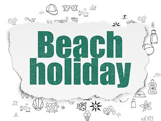 Image showing Tourism concept: Beach Holiday on Torn Paper background