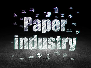 Image showing Manufacuring concept: Paper Industry in grunge dark room