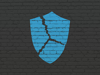 Image showing Privacy concept: Broken Shield on wall background