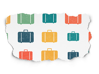 Image showing Travel concept: Bag icons on Torn Paper background