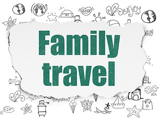 Image showing Tourism concept: Family Travel on Torn Paper background