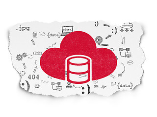 Image showing Database concept: Database With Cloud on Torn Paper background