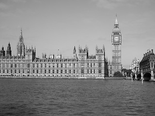 Image showing Black and white Houses of Parliament in London