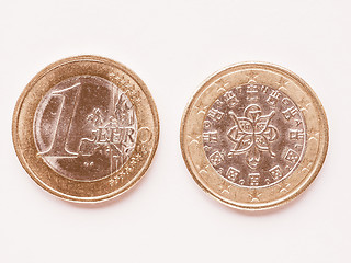 Image showing  Portuguese 1 Euro coin vintage