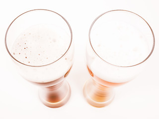 Image showing Retro looking Two glasses of German beer