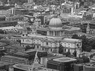 Image showing Black and white Aerial view of London