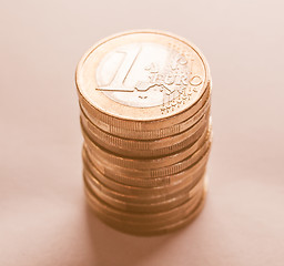 Image showing  Many one Euro coins vintage