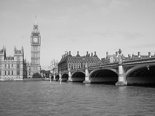 Image showing Black and white Houses of Parliament in London