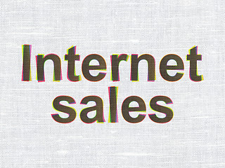 Image showing Marketing concept: Internet Sales on fabric texture background