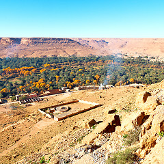 Image showing construction  in    valley  morocco    africa the atlas dry moun