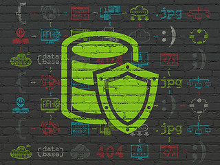 Image showing Software concept: Database With Shield on wall background