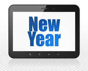 Image showing Holiday concept: Tablet Pc Computer with New Year on display