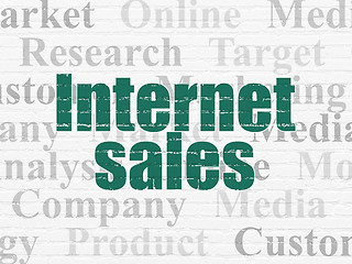 Image showing Advertising concept: Internet Sales on wall background