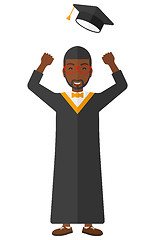 Image showing Graduate throwing up his hat.