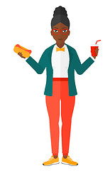 Image showing Woman with fast food.