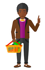 Image showing Man holding supermarket basket.