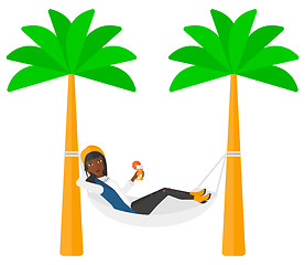 Image showing Woman chilling in hammock.