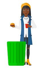 Image showing Woman throwing junk food.