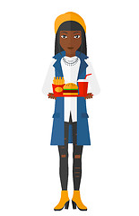 Image showing Woman with fast food.