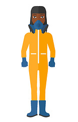 Image showing Woman in protective chemical suit.