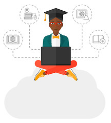 Image showing Graduate sitting on cloud.