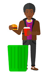 Image showing Man throwing junk food.