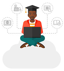 Image showing Graduate sitting on cloud.