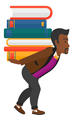 Image showing Man with pile of books.