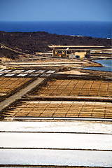 Image showing coastline salt in  lanzarote pond rock stone sky  