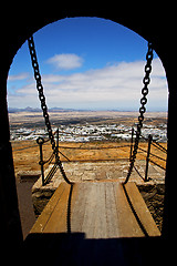 Image showing drawbridge  lanzarote  ower and door  in teguise arrecife