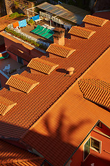 Image showing view of typical vintage house with tile roof