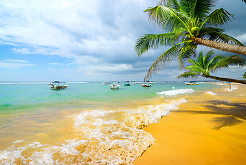 Image showing Boats near beach